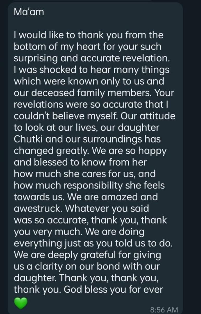 Pet parent testimonial for animal communication services